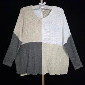 EASEL Los Angeles Color Block Oversized Knit Sweater S